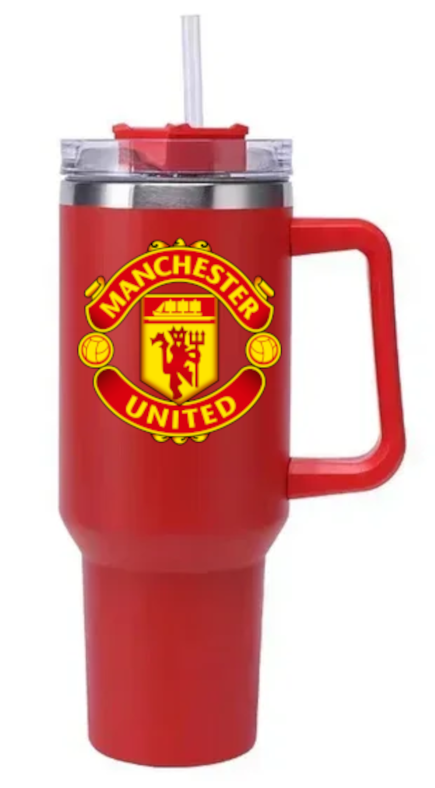 (image for) Personalised 40oz Stainless Steel Insulated Water Bottle,Thermal Coffee Cold Hot Mugs, with Straw, Football Inspired Favourite team Badge
